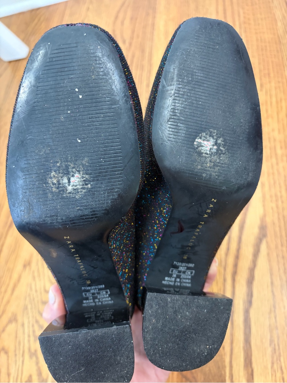 Zara Black Glitter Knit Ankle Boots - Picture 7 of 7